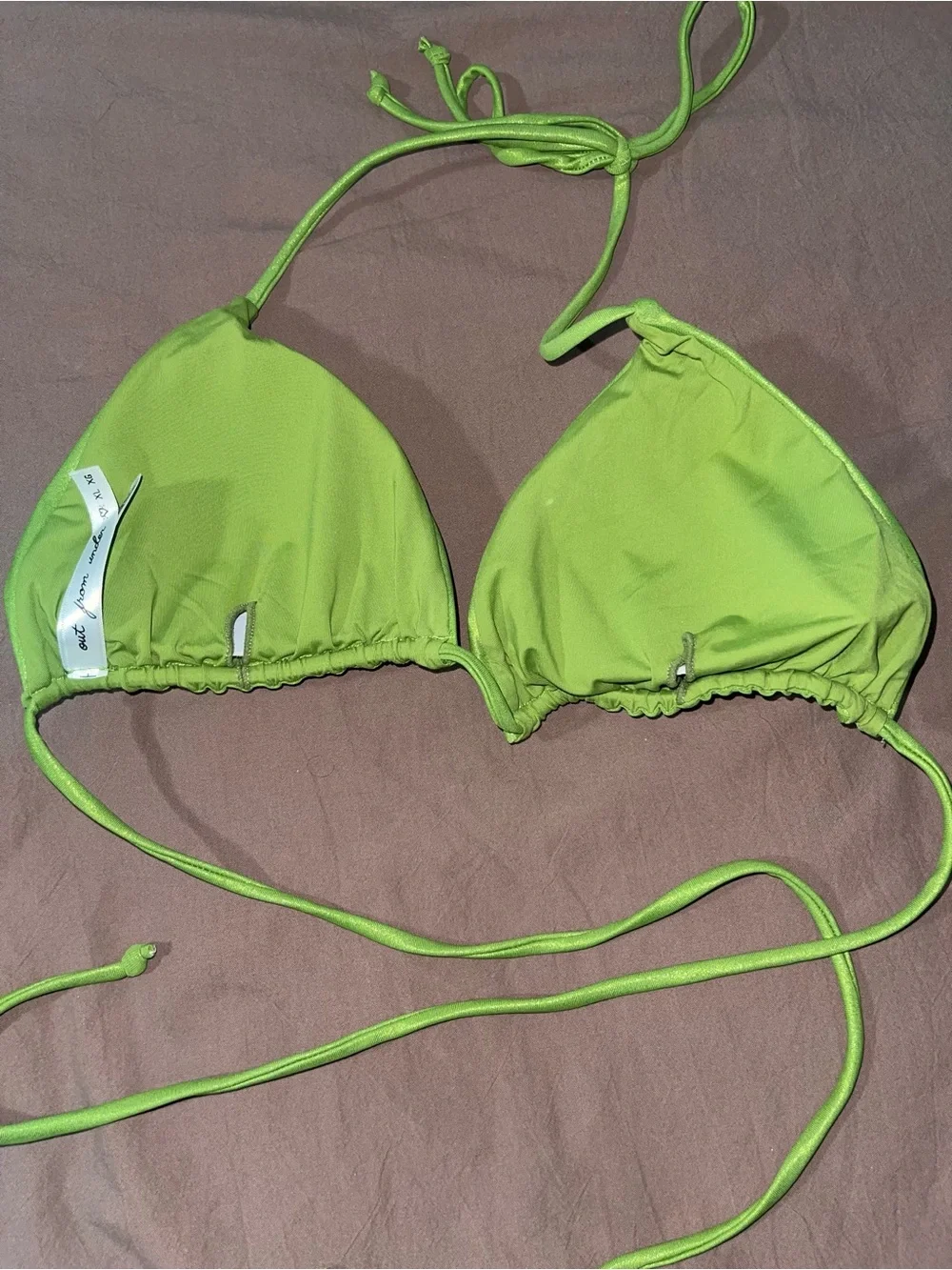 Urban Outfitters Lime Green Shimmery Triangle Swim Top - Picture 5 of 11